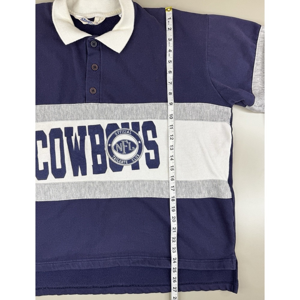 Vintage Chalk Line Dallas Cowboys NFL Tailgate Club Rugby Pullover XL‎ 90s Retro - Picture 5 of 9